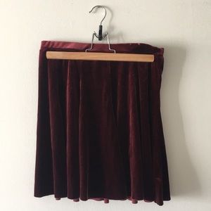 Urban Outfitters Kimchi Blue Burgundy / Red Velvet Skater Skirt